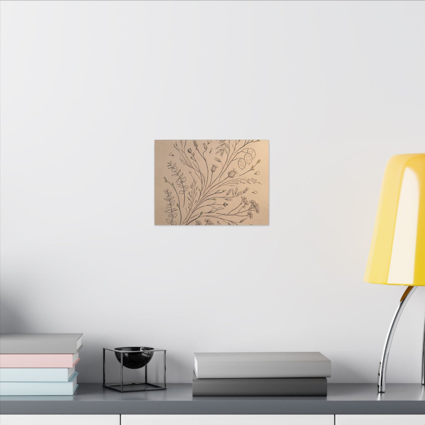 Dried Flowers Canvas Art | Spring Japandi Minimal Line Art