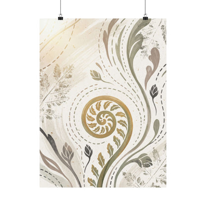 Fern Unfurling Wall Art Print | Spring Japandi Japanese Pattern Art Art Print