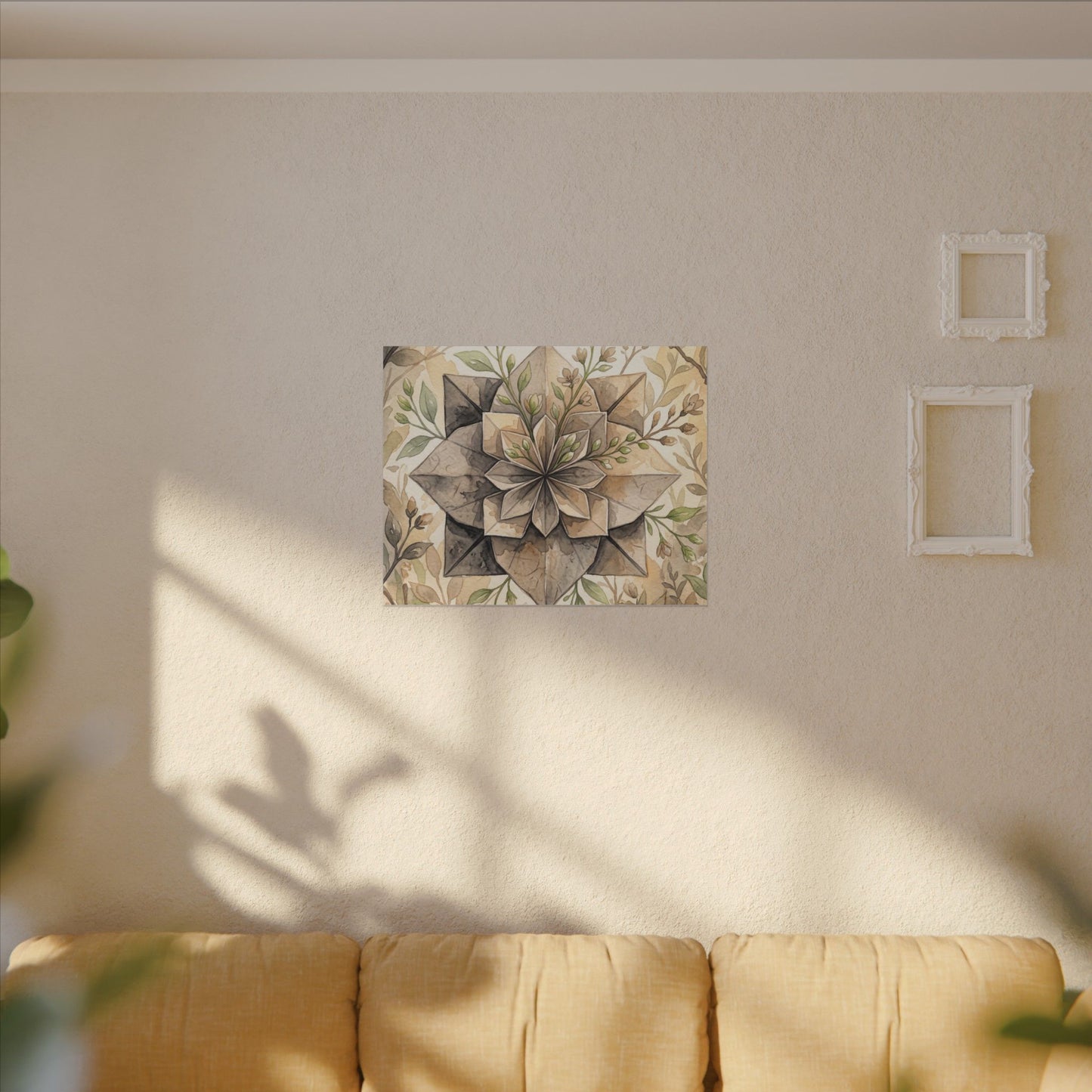 Warm Paper Fold Canvas Art - Watercolor Japandi