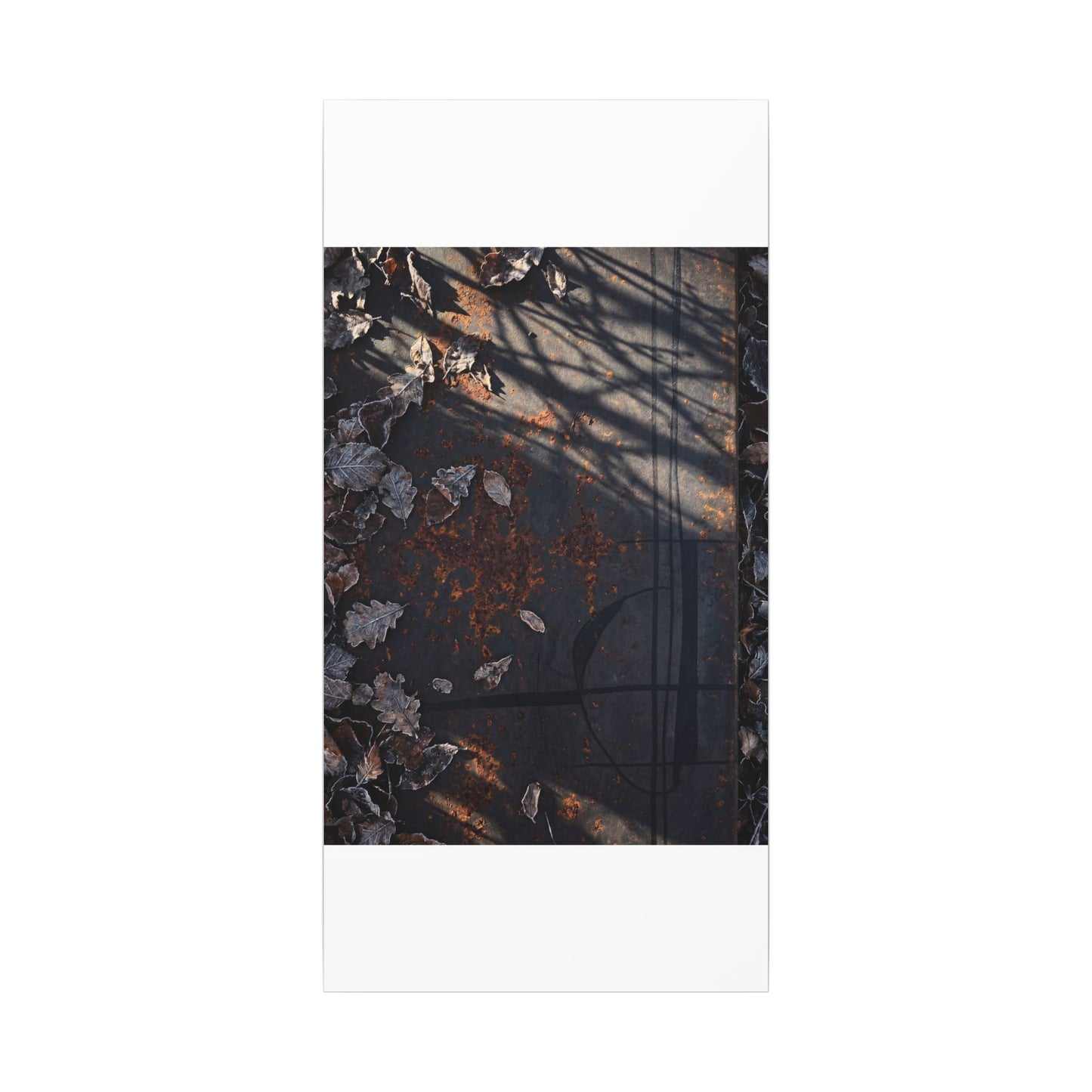 Shibui Rust Patina Canvas Art - Dark Japandi Charcoal Ink