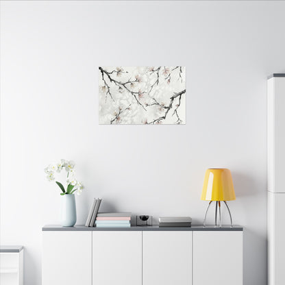 Cherry Blossom Canvas Art | Winter Japandi Watercolor Art