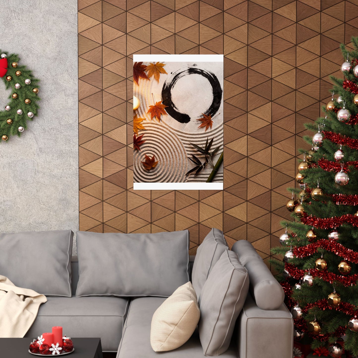 Zen Rock Garden in Candlelight | Enso Wall Art Print
