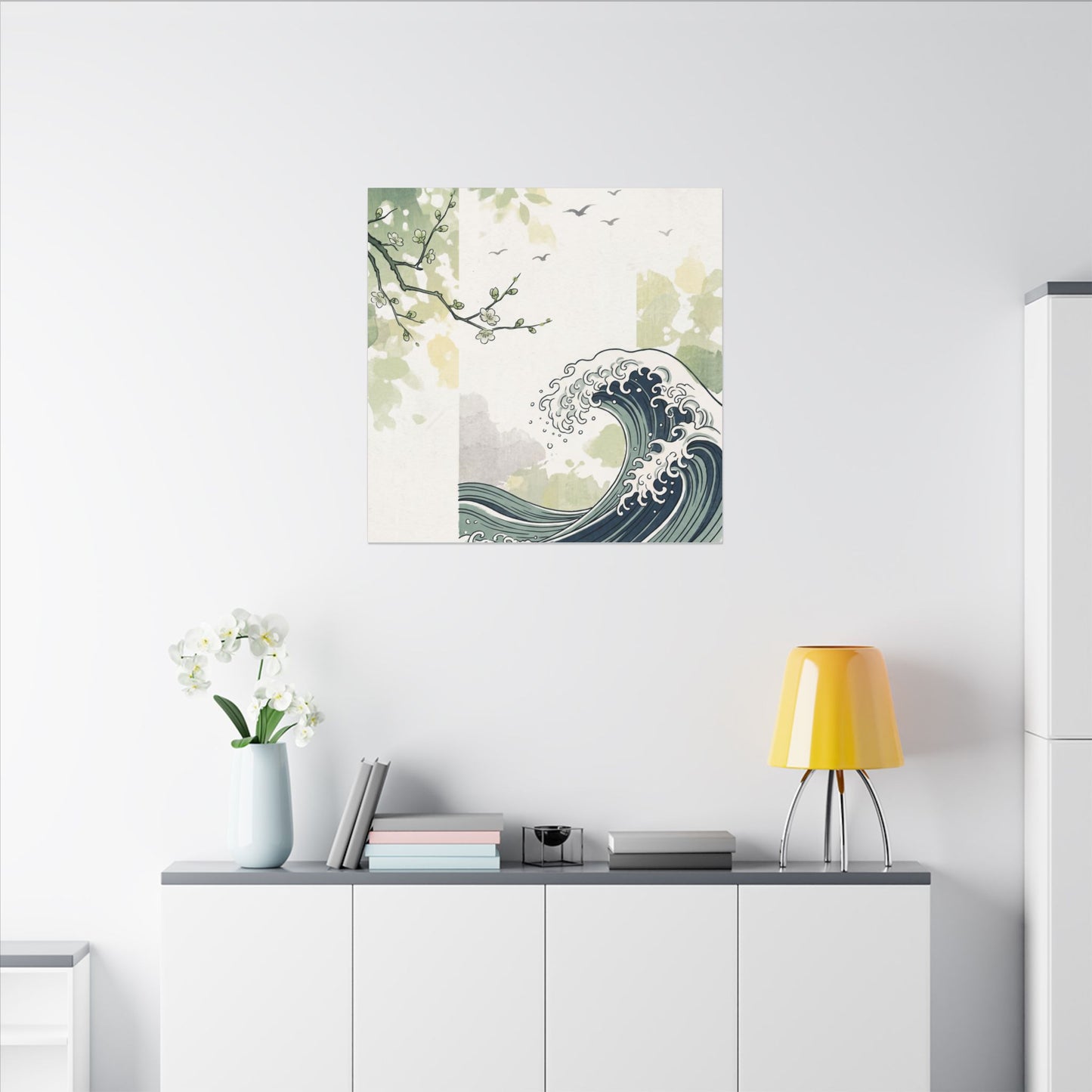 Spring Ocean Wave Ukiyo E Inspired Canvas Art | Serene Decor