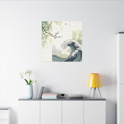 Spring Ocean Wave Ukiyo E Inspired Canvas Art | Serene Decor