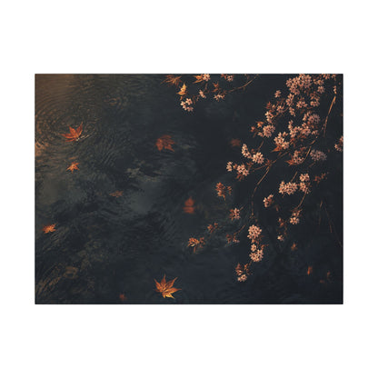 Golden Hour Cherry Blossom Canvas Art - Dark Japandi Kanso