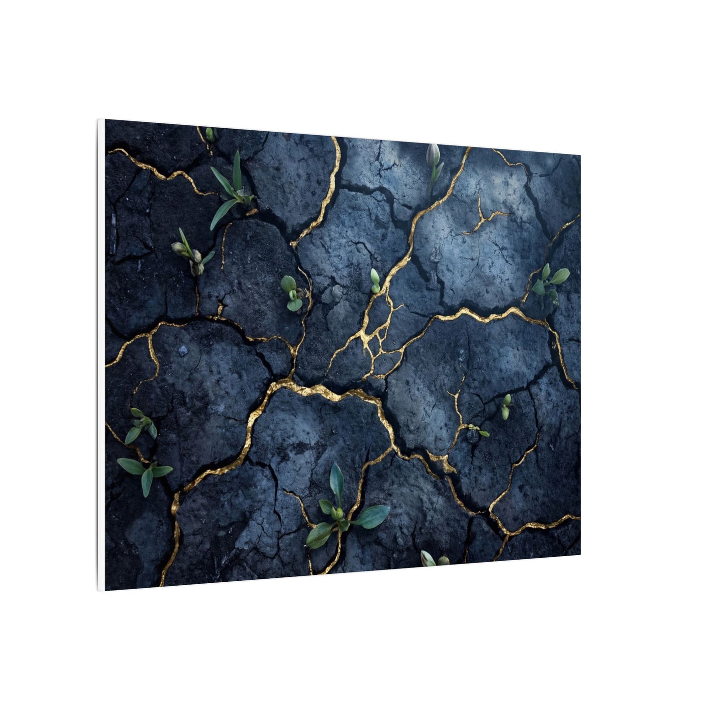 Cracked Earth Spring Canvas Art | Kintsugi Healing Design