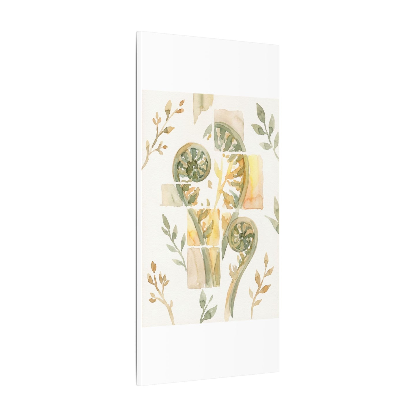 Earthy Fern Unfurling Canvas Art - Watercolor Japandi