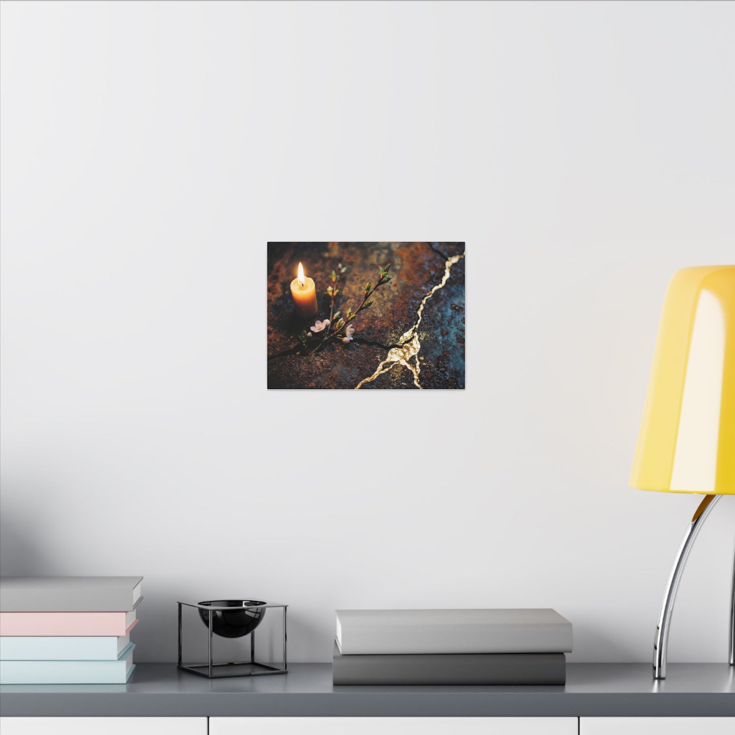 Kintsugi Rust Patina in Candlelight | Gold Repair Canvas Art