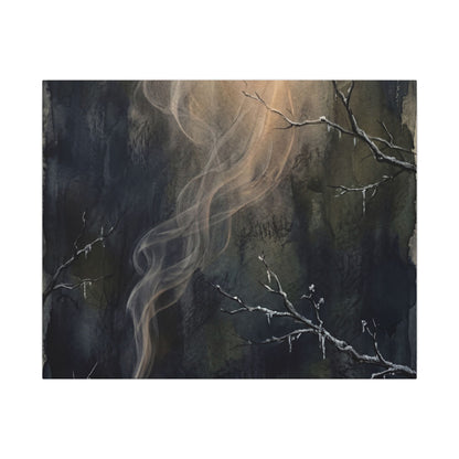 Incense Smoke Winter Canvas Art | Dark Japandi Moody Design