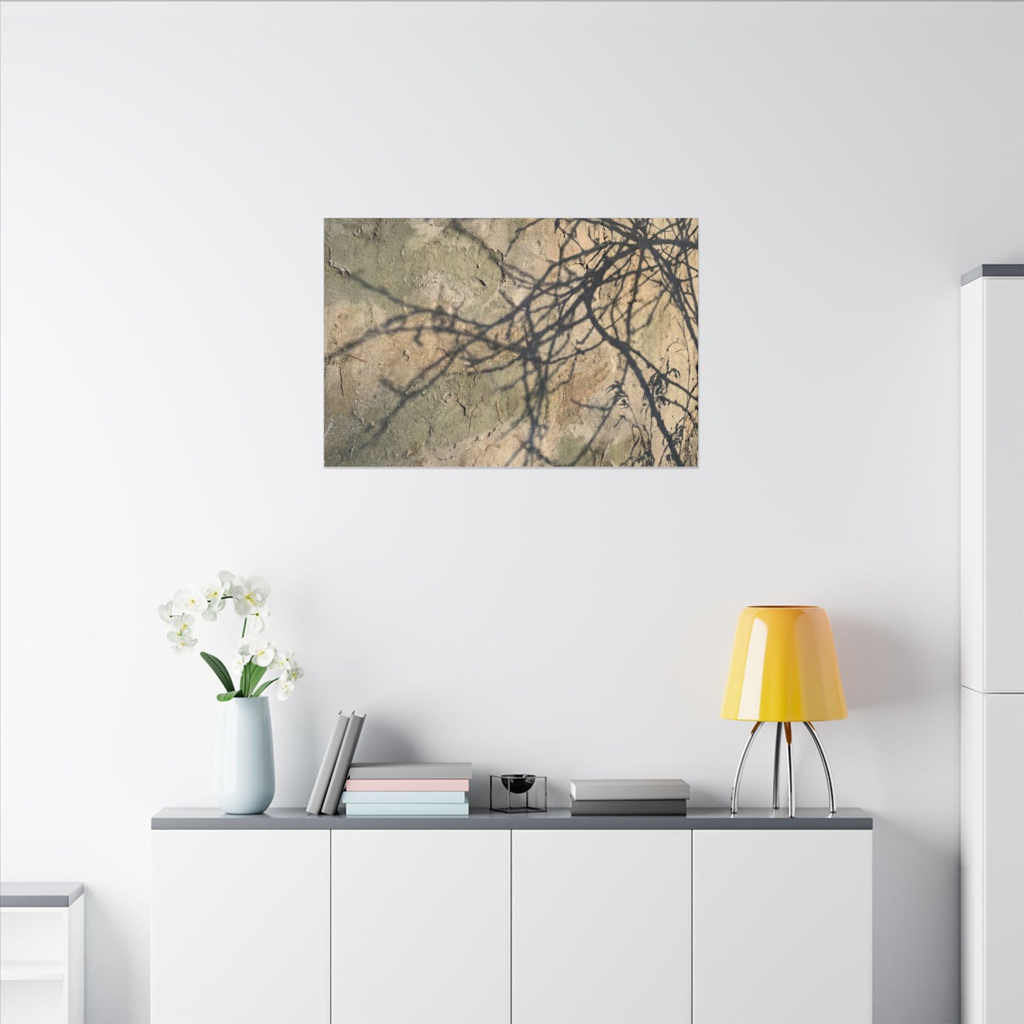 Japandi Shadow Play in Golden Hour | Texture Canvas Art
