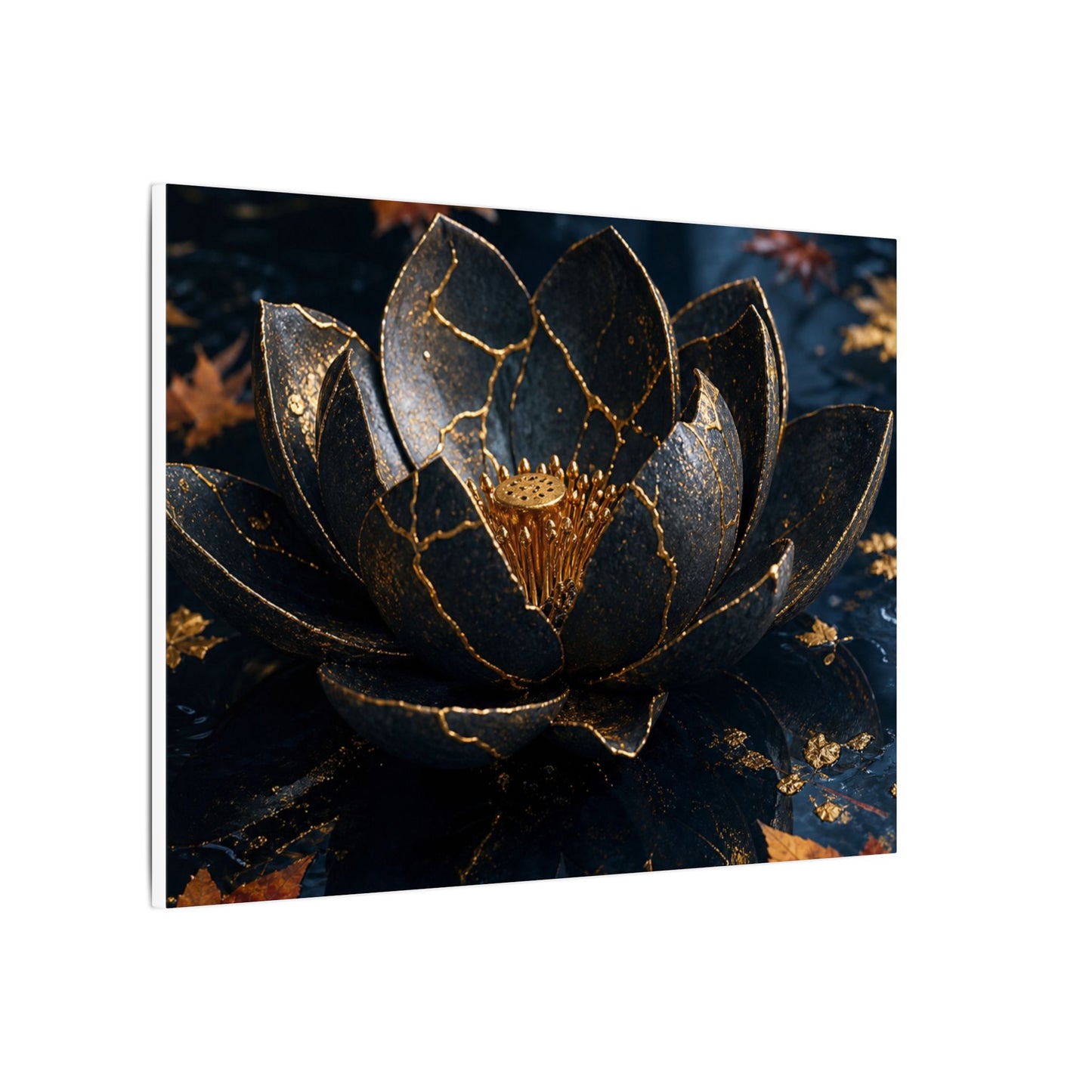 Moonlight Lotus Flower Canvas Art - Kintsugi Fukinsei