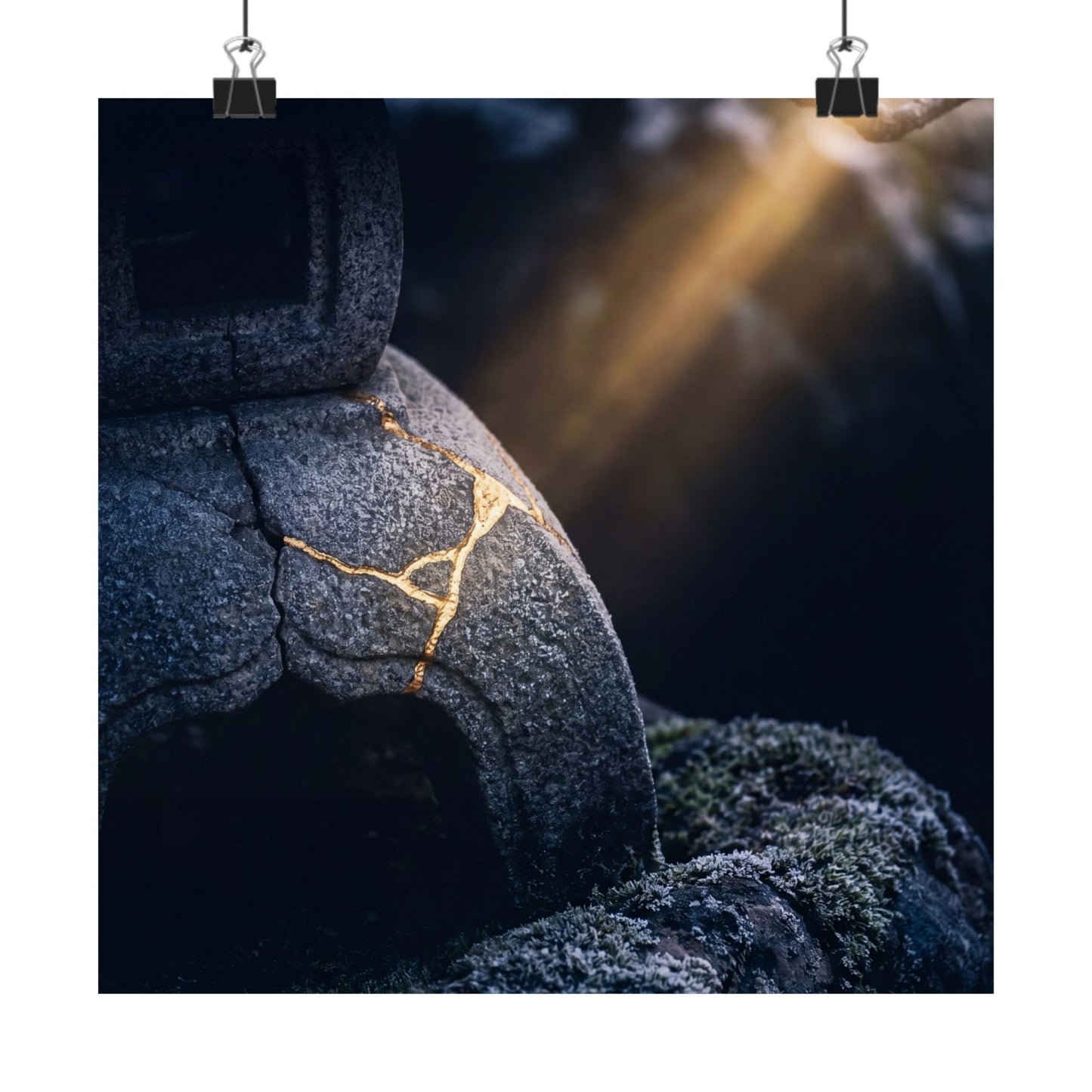 Moonlit Garden Winter Wall Art Print | Kintsugi Artful Design