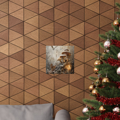 Winter Wild Mushrooms Texture Wall Art Print | Elegant Decor