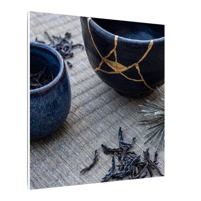 Kintsugi Tea Ceremony in Overcast | Gold Vein Canvas Art