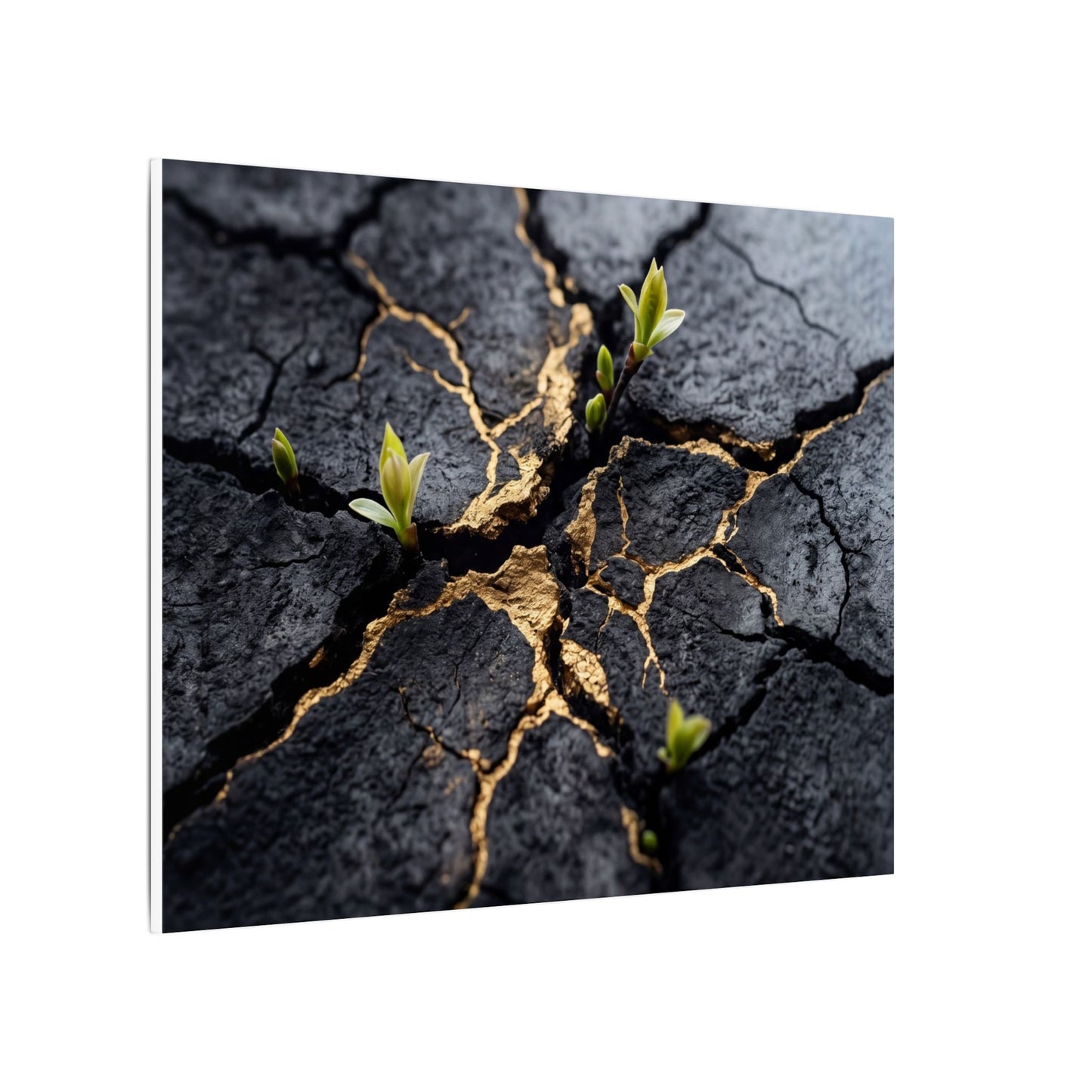 Ma Cracked Earth Canvas Art - Dark Japandi Charcoal Ink