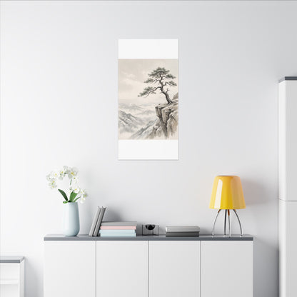 Seijaku Pine Tree Canvas Art - Japandi Japanese Pattern