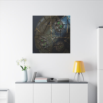 Dark Japandi Cracked Earth in Moonlight | Moody Minimal Canvas Art