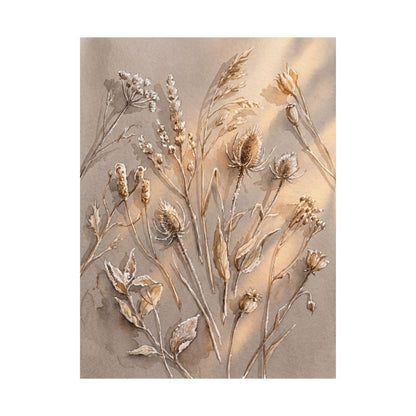 Dried Flowers Winter Wall Art Print | Japandi Earthy Design