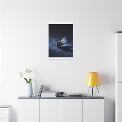 Kintsugi Paper Fold in Moonlight | Crackle Gold Canvas Art