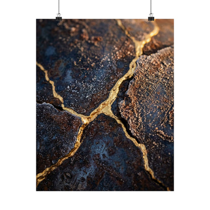 Golden Hour Rust Patina Wall Art Print - Kintsugi Kanso Art Print