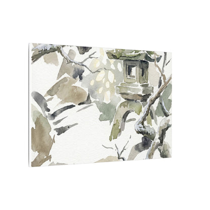 Elegant Stone Lantern Canvas Art - Watercolor Japandi