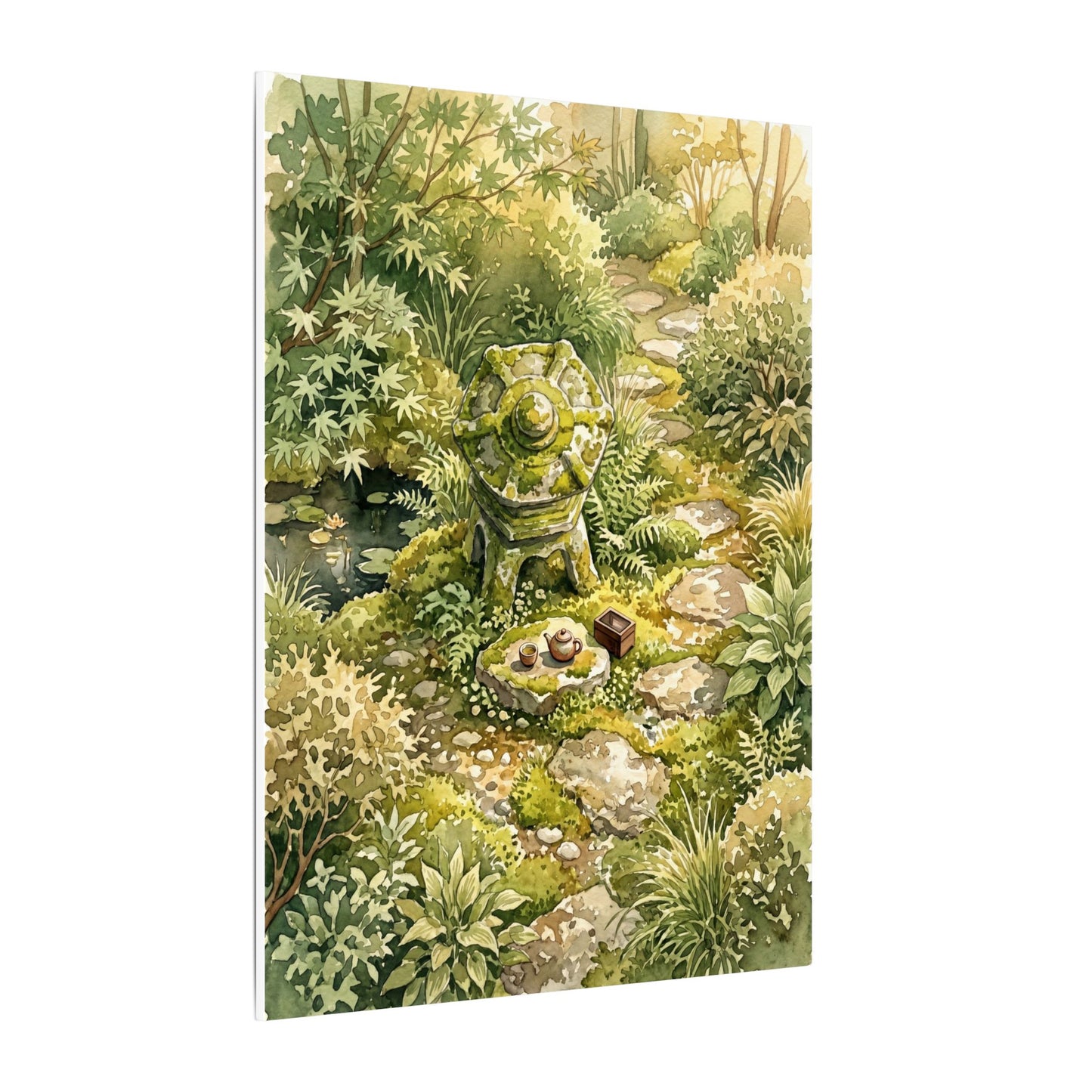 Datsuzoku Stone Lantern Canvas Art - Japandi Watercolor