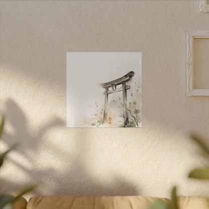 Fukinsei Torii Gate Canvas Art - Japandi Watercolor