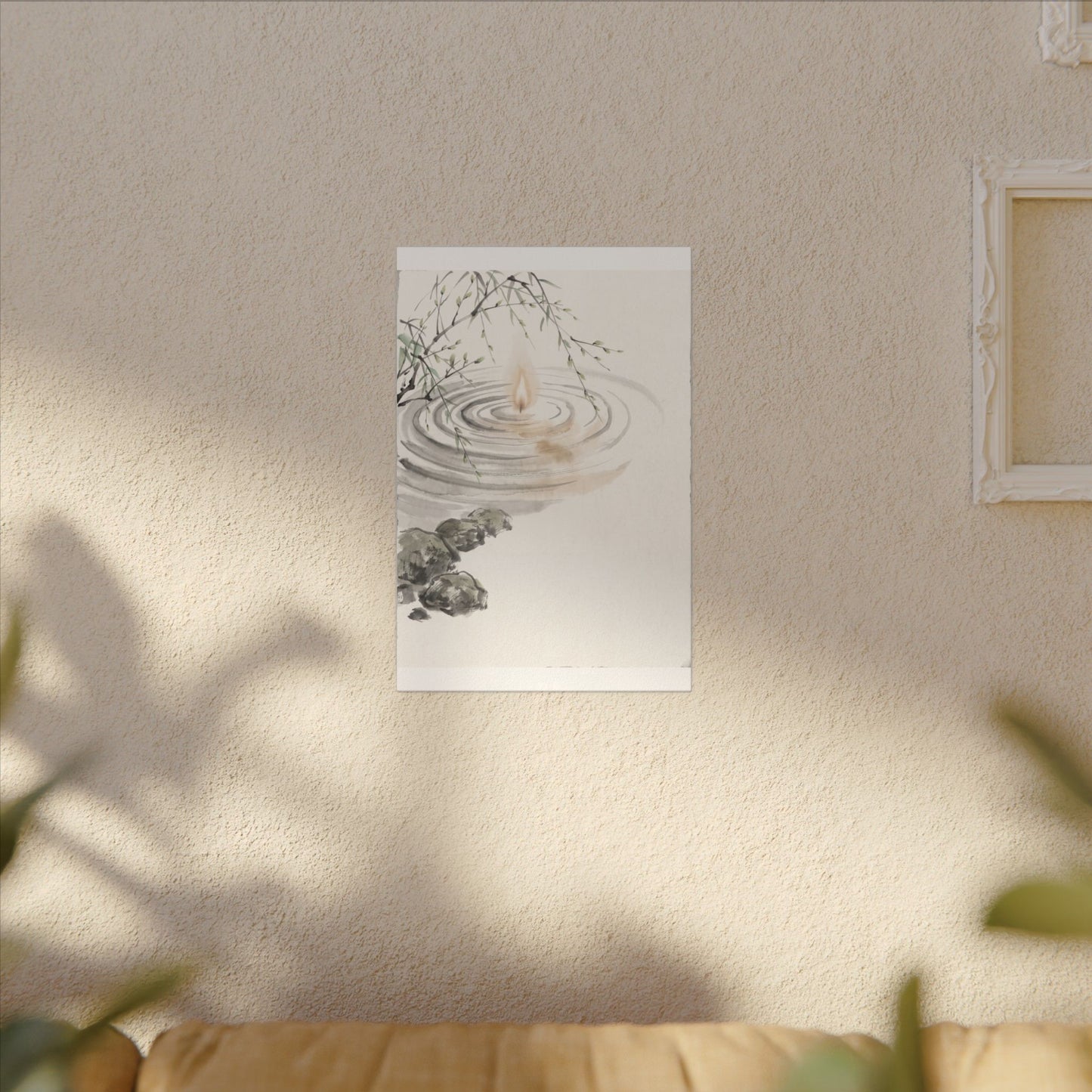 Water Ripple Sumi E Canvas Art | Tranquil Zen Art