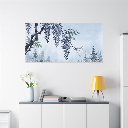 Seijaku Wisteria Canvas Art - Zen Sumi E