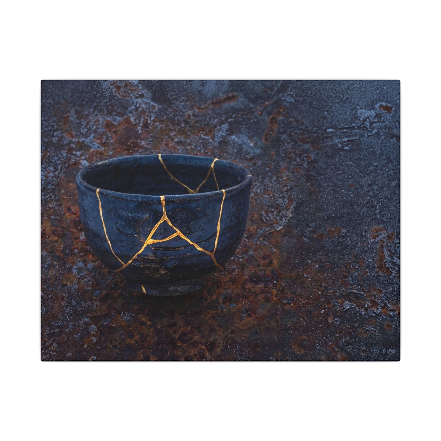 Rust Patina Winter Canvas Art | Kintsugi Healing Design