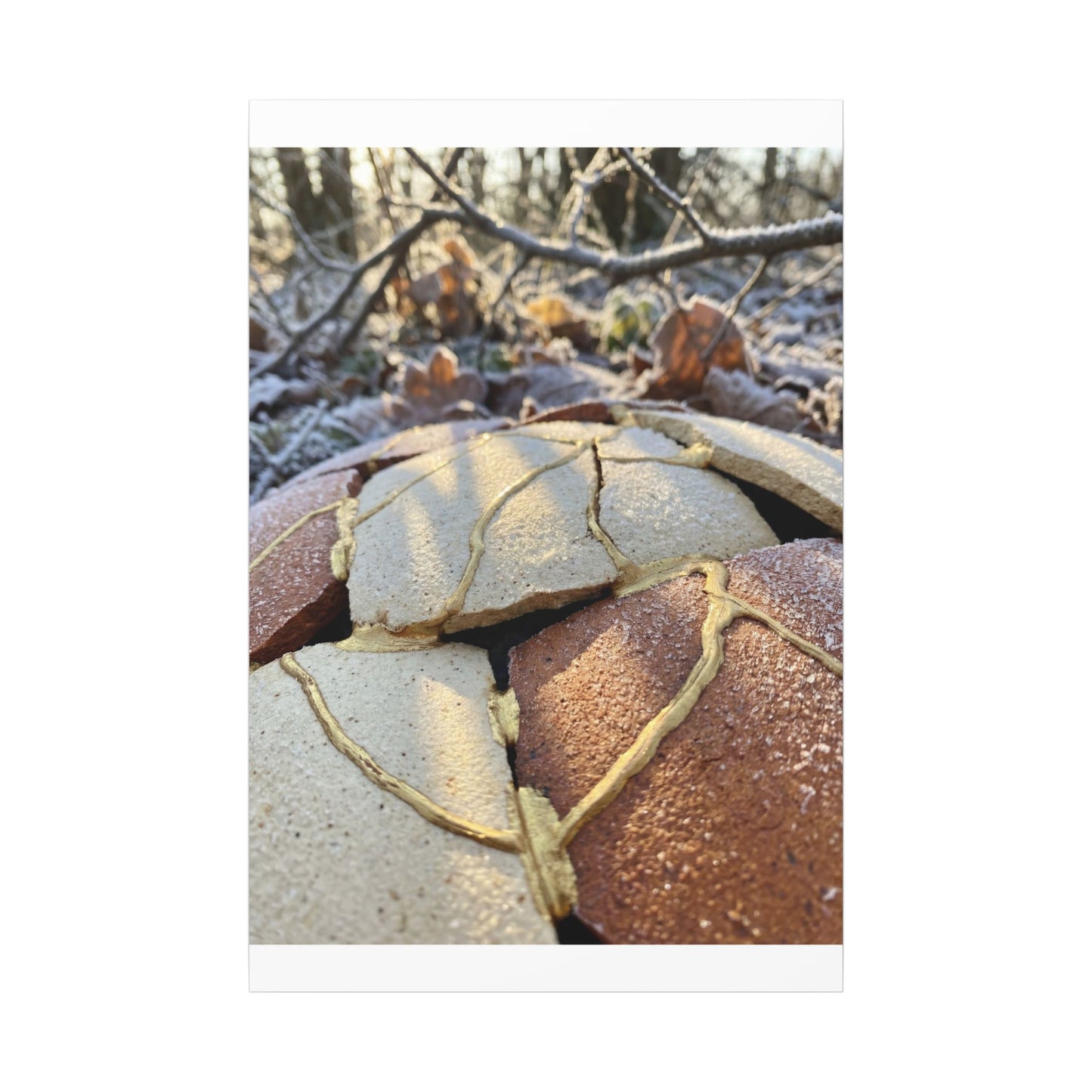 Broken Pottery Crackle Gold Canvas Art | Healing Kintsugi Art