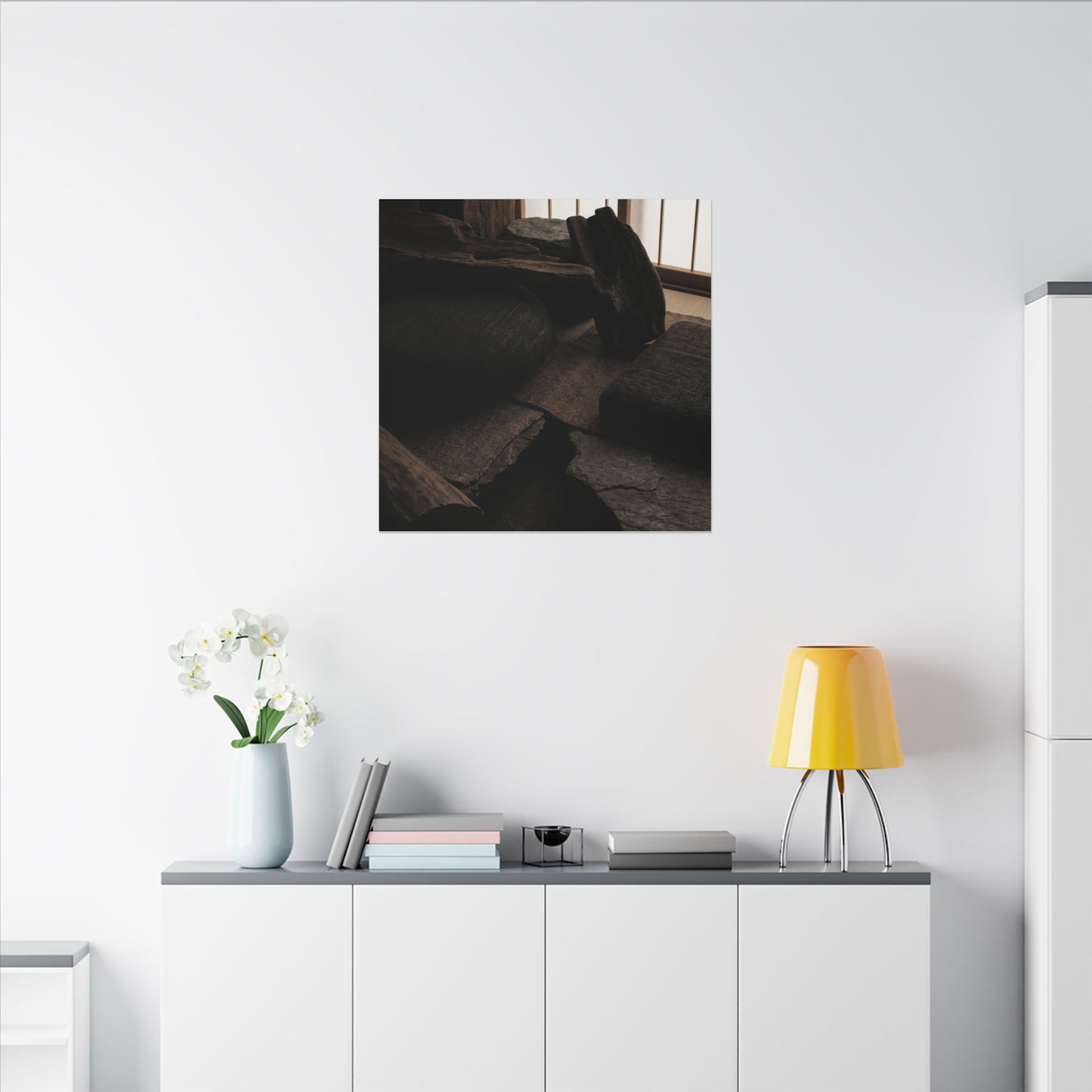 Dark Japandi Shadow Zen Canvas Art