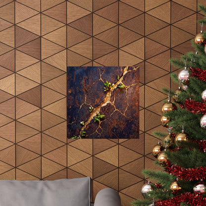Shibui Rust Patina Wall Art Print - Kintsugi Gold Vein