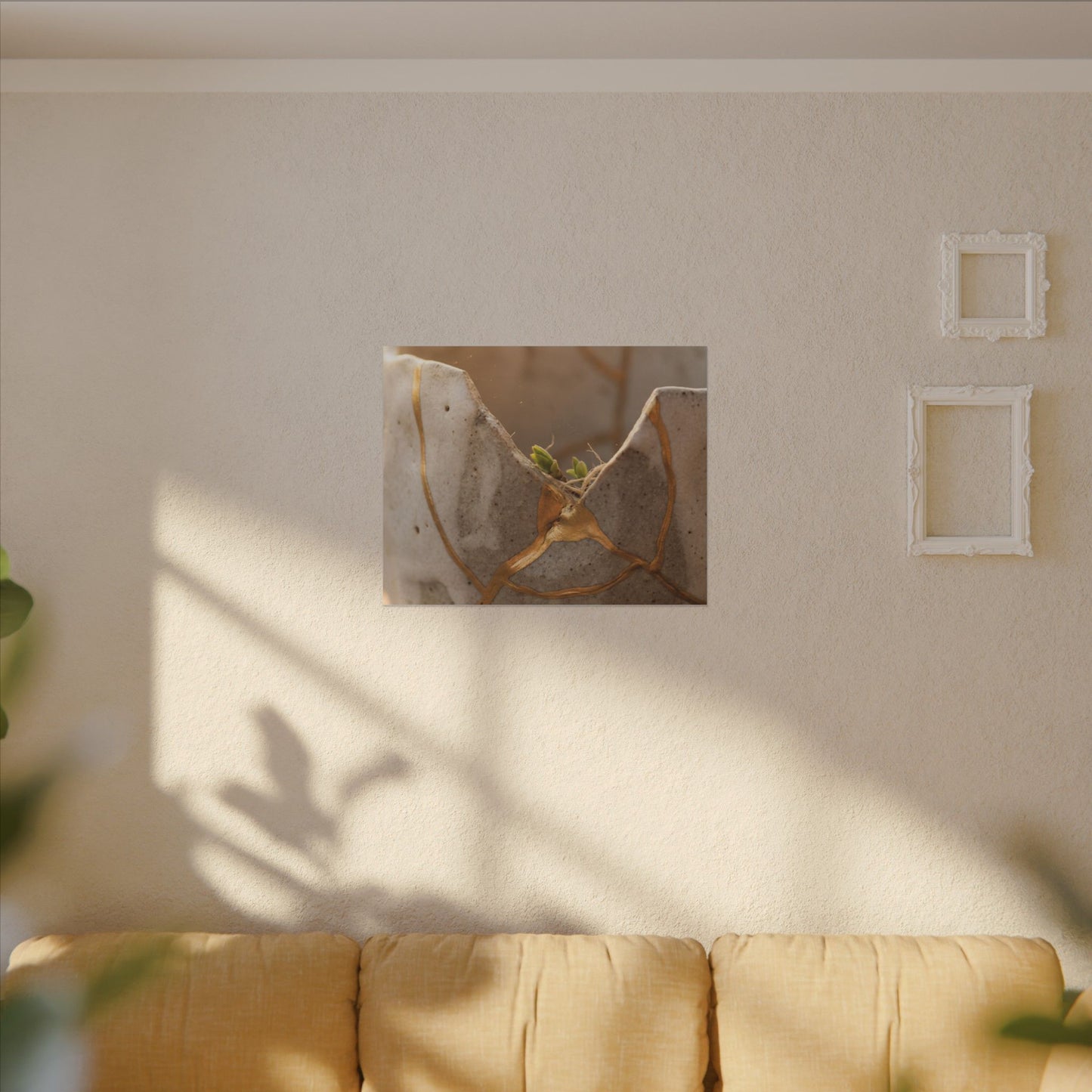 Golden Hour Broken Pottery Canvas Art - Japandi Kanso