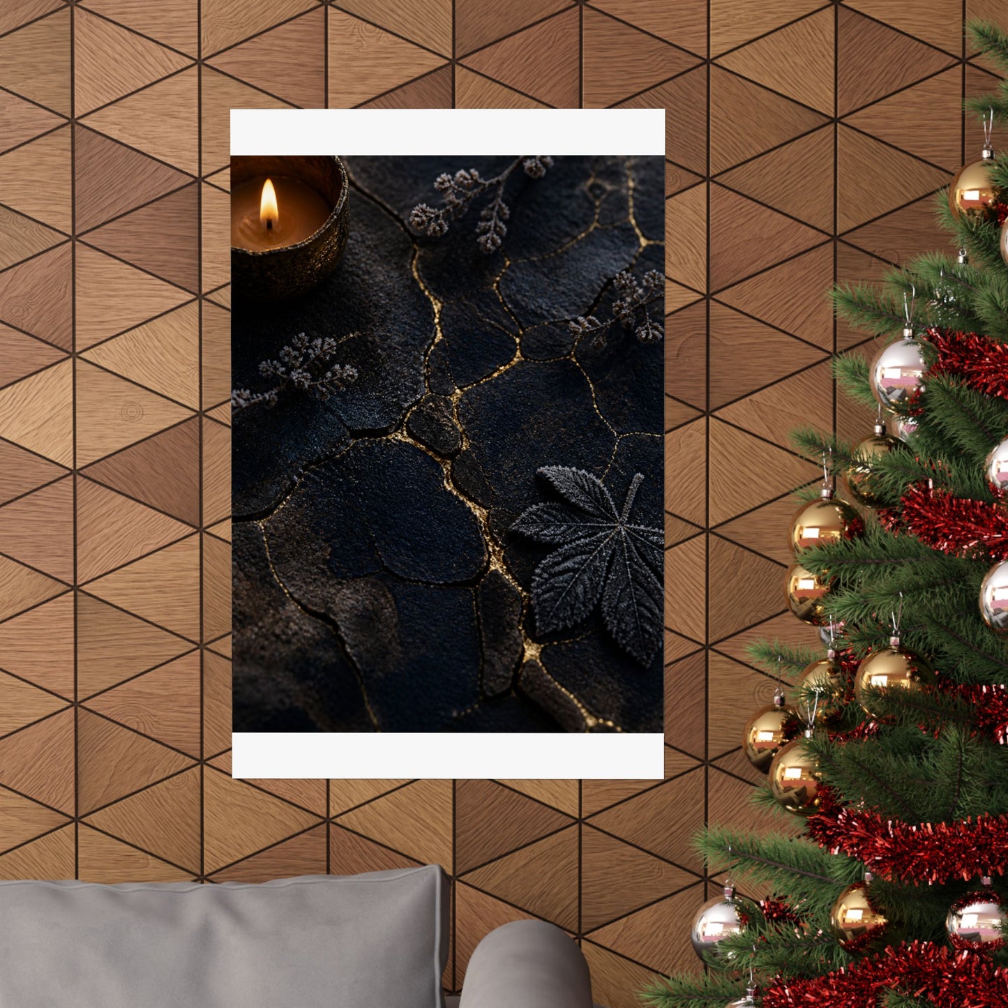 Luxurious Cracked Earth Wall Art Print - Moody Minimal Dark Japandi