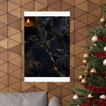 Luxurious Cracked Earth Wall Art Print - Moody Minimal Dark Japandi