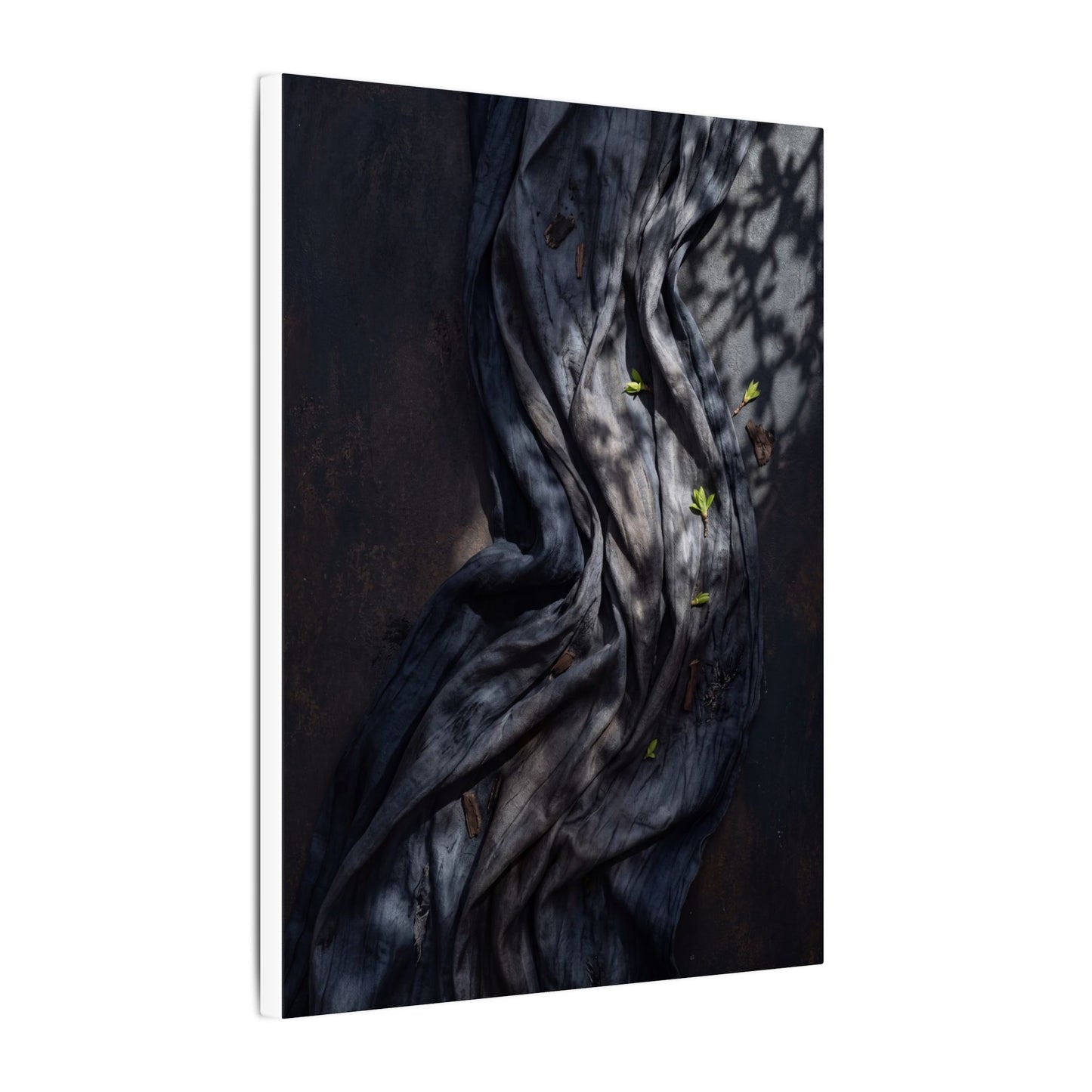 Seijaku Silk Drape Canvas Art - Dark Japandi Dark Texture