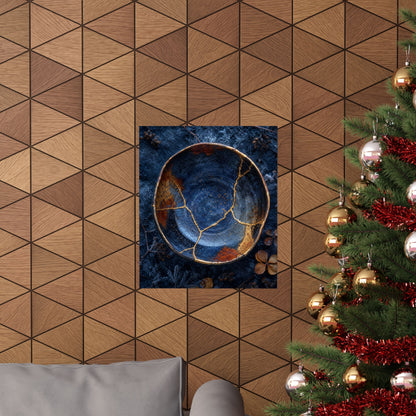 Fukinsei Ceramic Bowl Wall Art Print - Kintsugi Crackle Gold