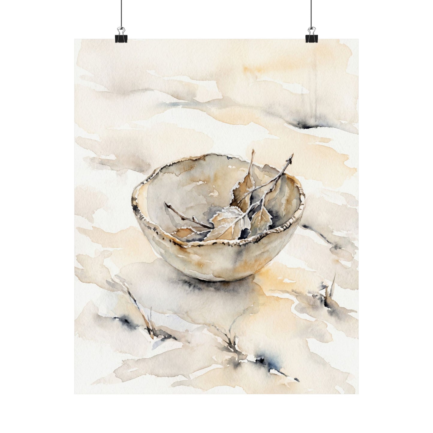 Fukinsei Ceramic Bowl Wall Art Print - Japandi Watercolor Art Print