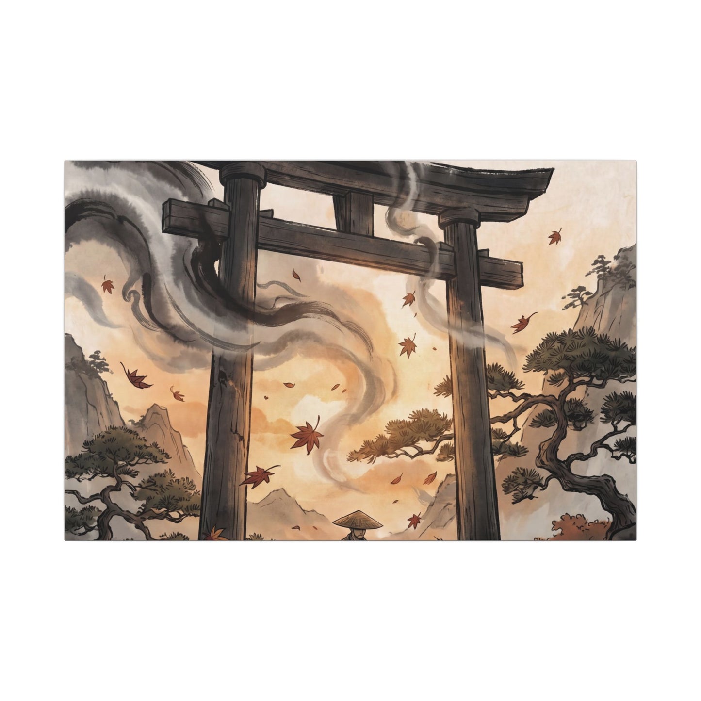 Torii Gate Ukiyo E Inspired Canvas Art | Serene Zen Art