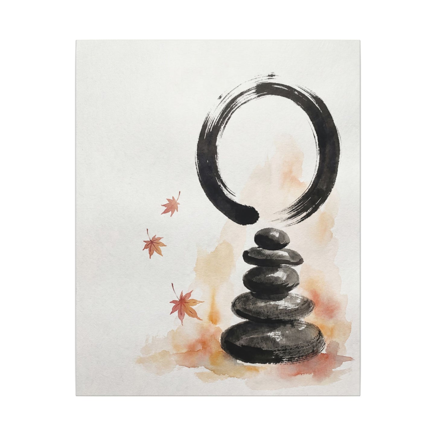 River Stones Canvas Art | Autumn Zen Enso Art