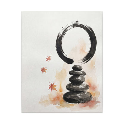 River Stones Canvas Art | Autumn Zen Enso Art