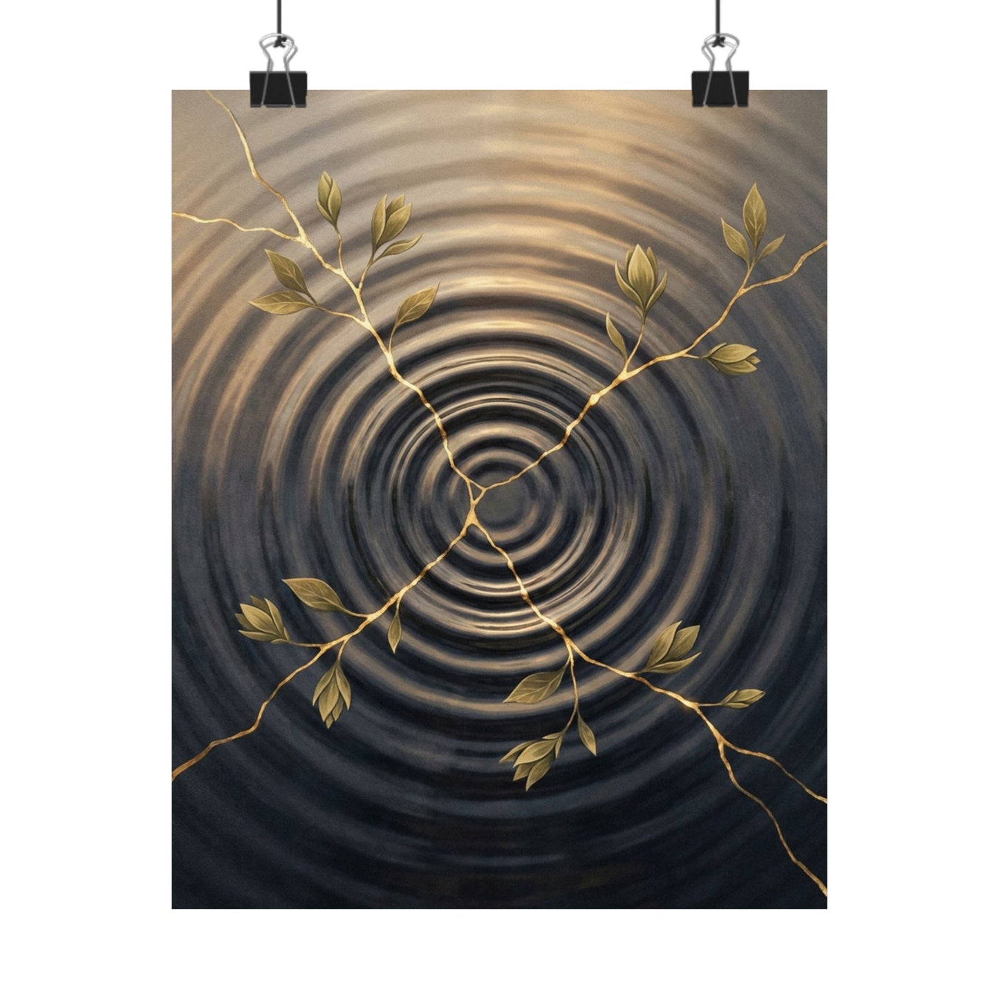 Kanso Water Ripple Wall Art Print - Kintsugi Gold Vein