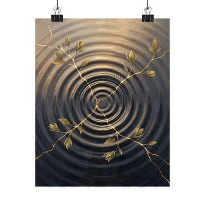 Kanso Water Ripple Wall Art Print - Kintsugi Gold Vein