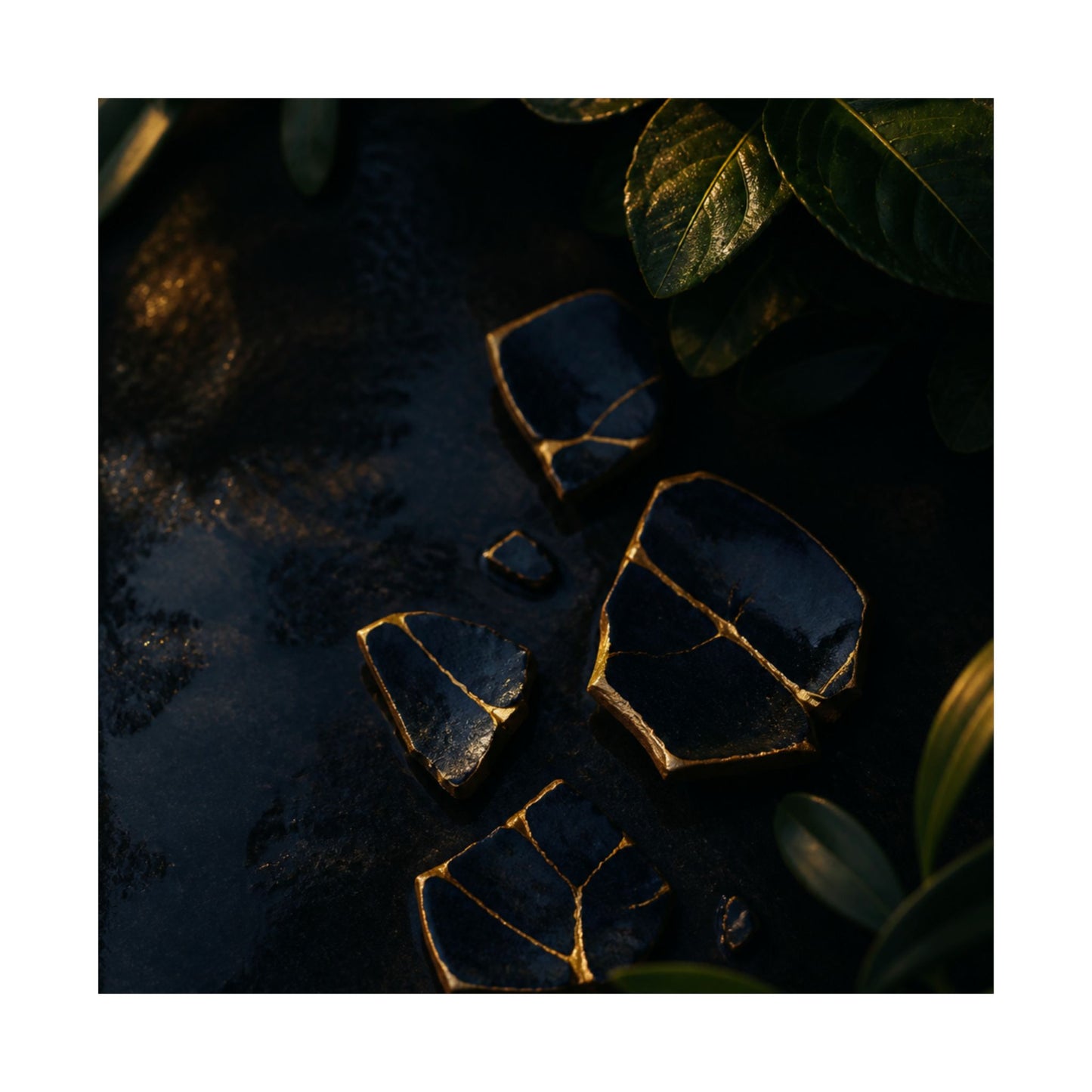 Broken Pottery Wall Art Print | Summer Dark Japandi Moody Minimal Art