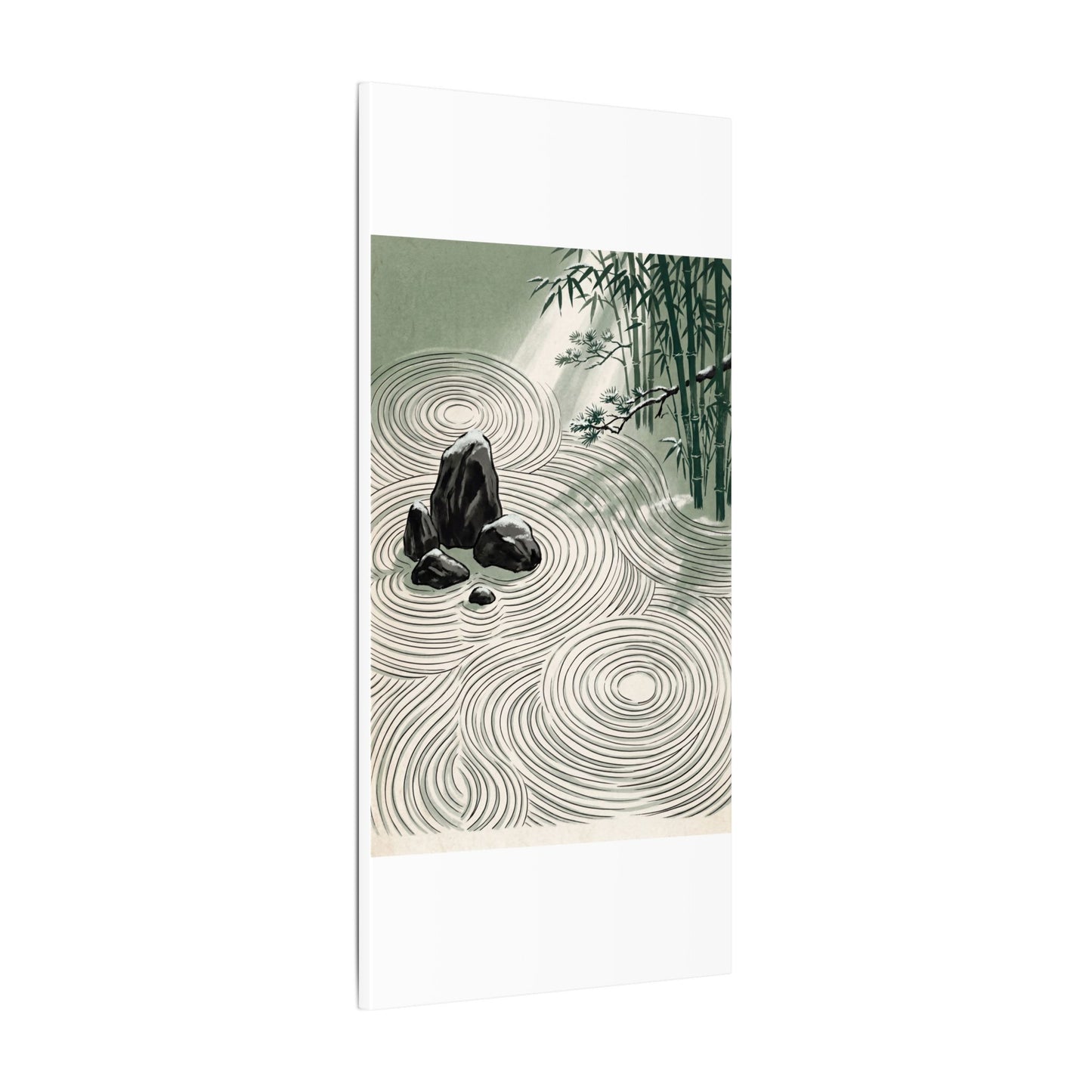 Shibui Rock Garden Canvas Art - Zen Ukiyo E Inspired