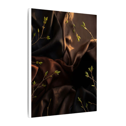 Dark Japandi Silk Drape in Golden Hour | Moody Minimal Canvas Art