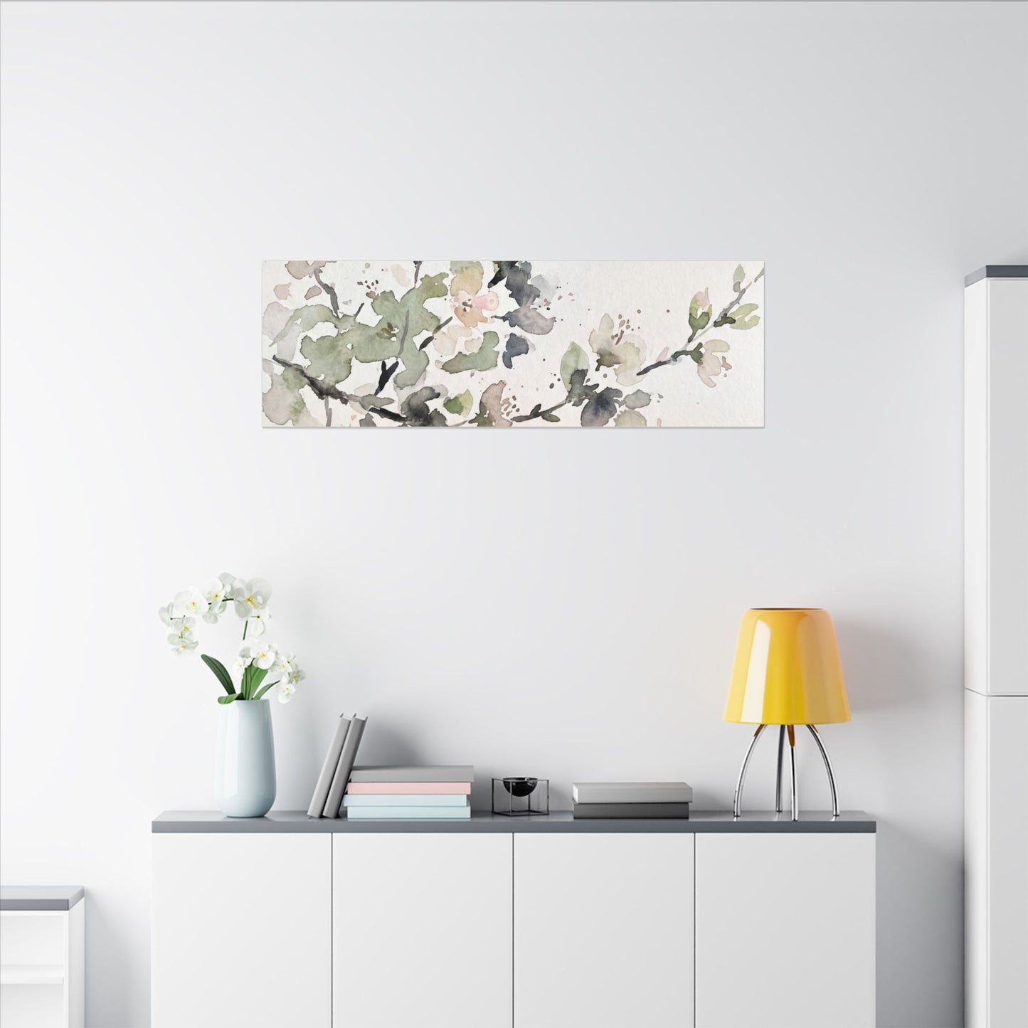 Cherry Blossom Watercolor Canvas Art | Elegant Japandi Art
