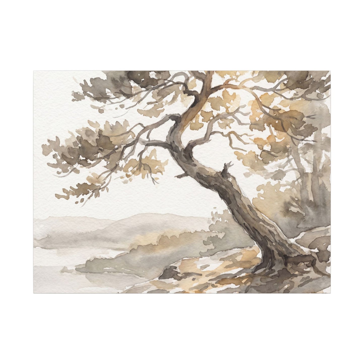 Pine Tree Watercolor Canvas Art | Elegant Japandi Art