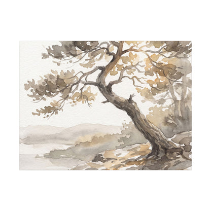 Pine Tree Watercolor Canvas Art | Elegant Japandi Art